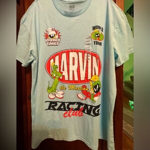 Warner Bros. Sky Blue Looney Tunes Marvin the Martian T-shirt NEW
